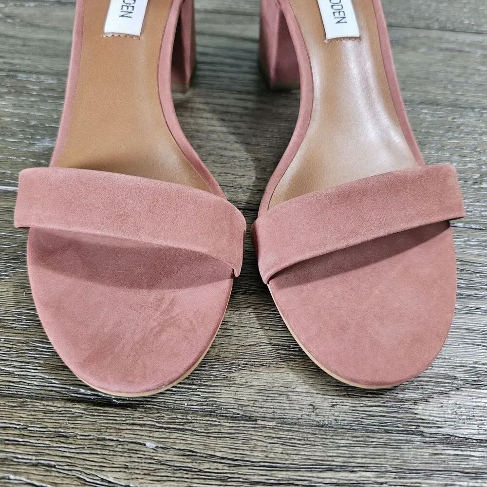 Steve Madden Irenee Pink Rose Suede Block Heel‎ Womens Size 6.5